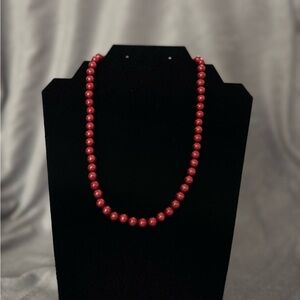 Elegant Vintage 1980’s Dark Pink Beaded Necklace